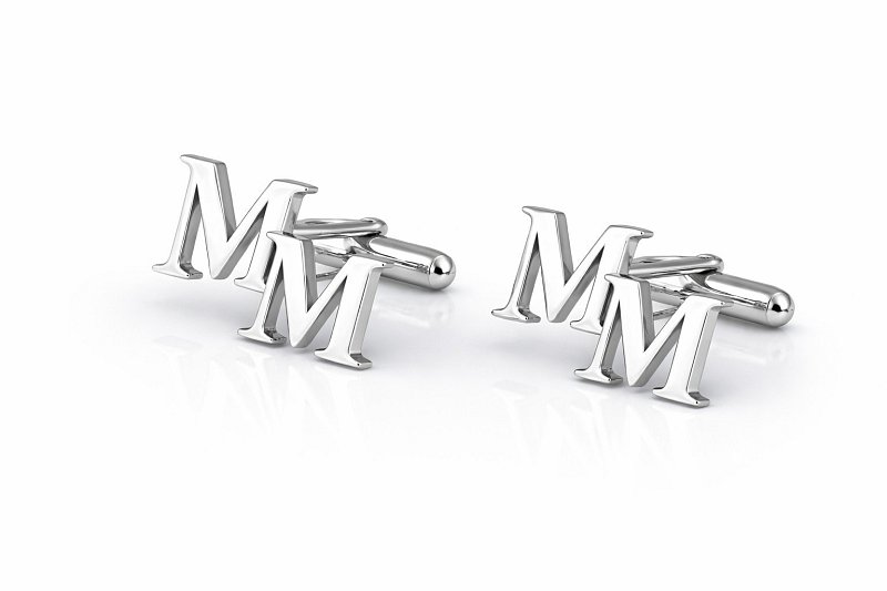 Manžetové knoflíčky s monogramem MM vyrobené na zakázku