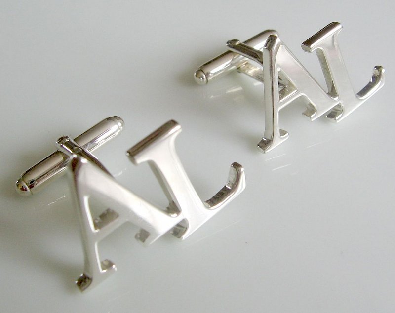 2 písmena monogram stříbrné manžetové knoflíčky ruční výroba - Ag 925/1000