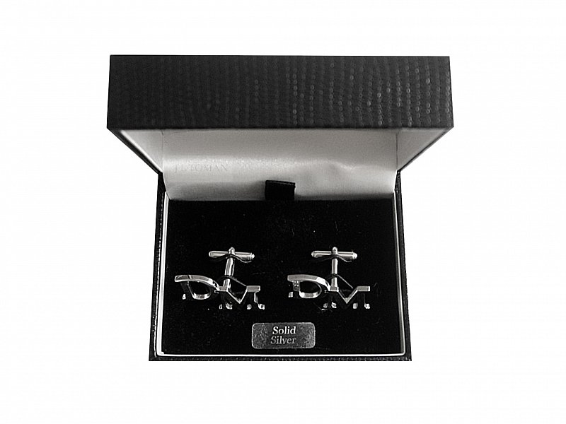 Stříbrné manžetové knoflíčky s monogramem DM ručně vyrobené Ag 925/1000