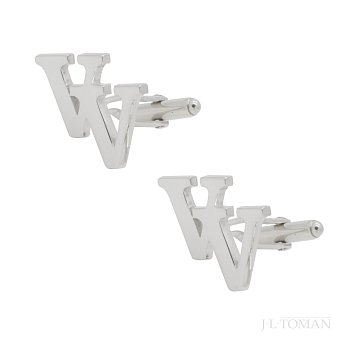 Stříbrné manžetové knoflíčky s monogramem VV č. 5 vyrobené na zakázku podle grafického návrhu