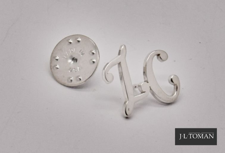 Luxusní set manžetových knoflíčků a ozdoby do klopy s monogramem ZC č.7 vyrobené na zakázku