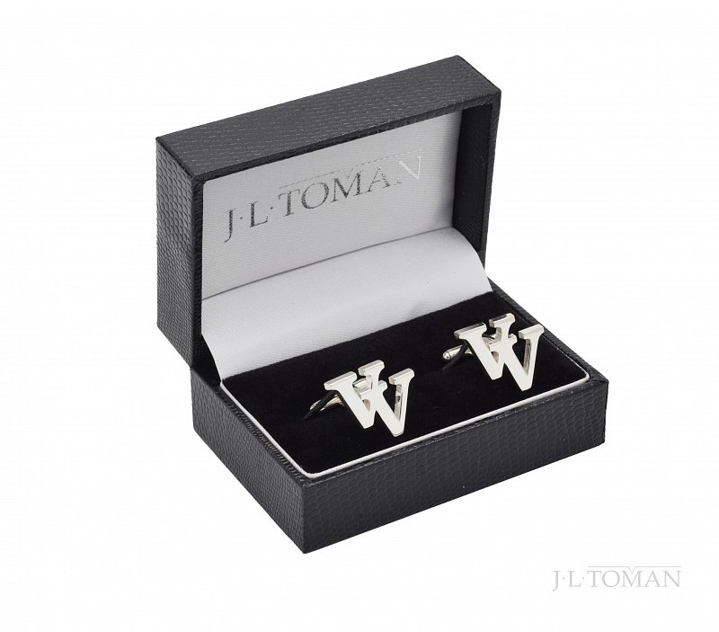 Stříbrné manžetové knoflíčky s monogramem VV č. 5  vyrobené na zakázku podle grafického návrhu